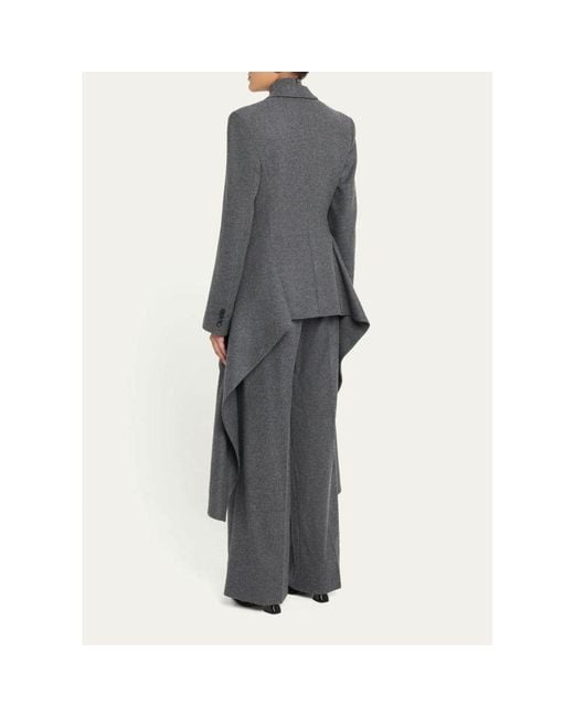 Michael Kors Gray Draped Single-Button Wool Blazer