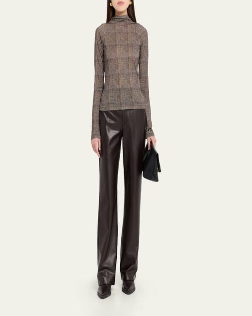 Rag & Bone Brown Shaw Plaid Turtleneck Top