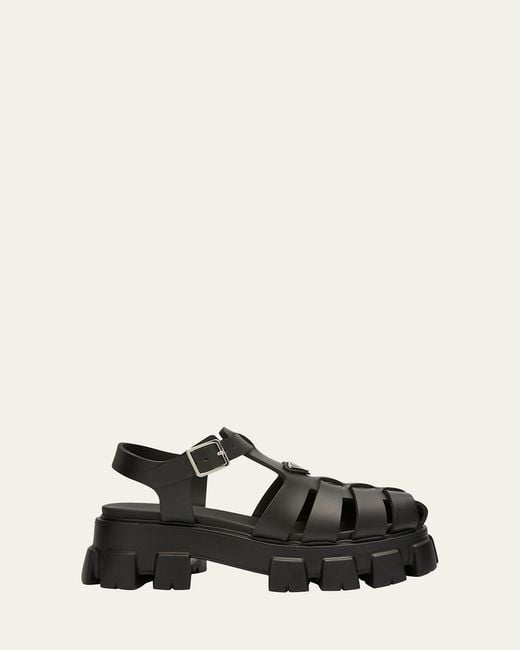 Prada Black Branded Rubber Sandals for men