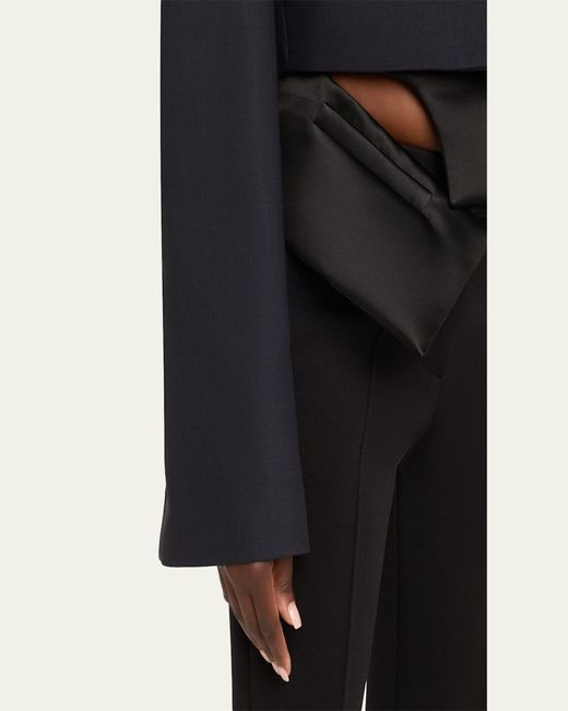 A.W.A.K.E. MODE Blue Oversized Cropped Jacket