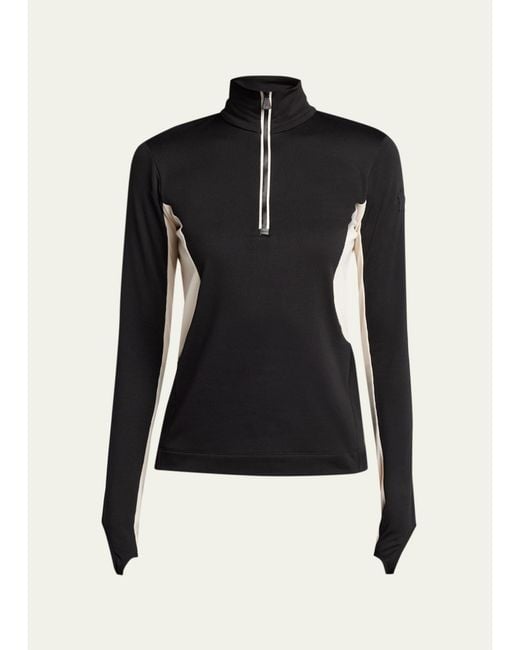 Moncler Black Polartec Base Layer Zip Turtleneck