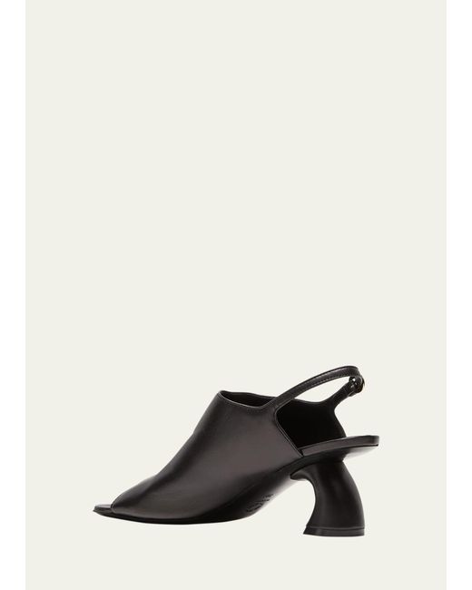 Dries Van Noten Black Leather Slingback Mule Sandals