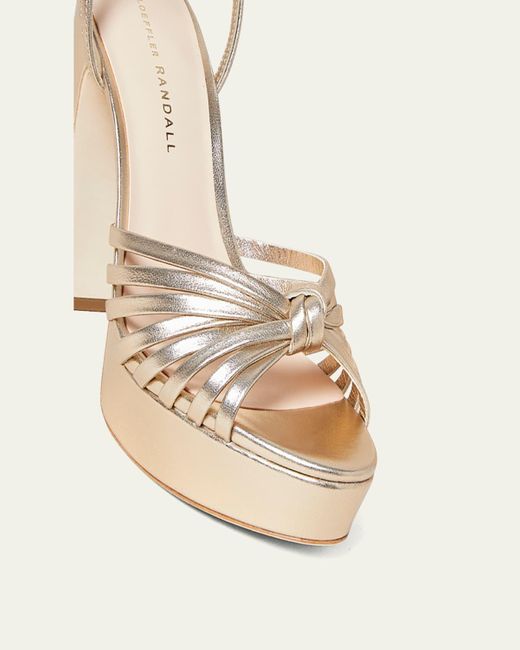 Loeffler Randall Natural Rivka Metallic Knot Platform Sandals