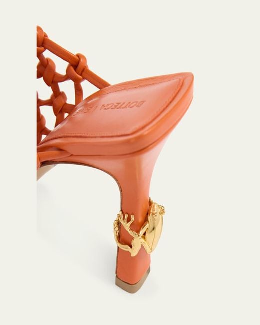 サンダル・ミュール Bottega Veneta Orange Nappa Leather Knot Mules Bottega Veneta Frog Knotted Leather Stiletto Mules | Lyst