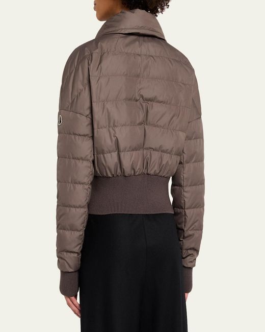Moncler Brown Funnel Neck Crop Down Jacket