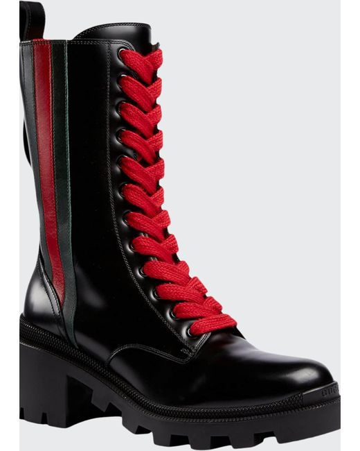 gucci leather combat boot