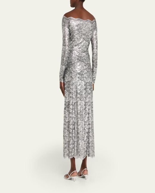 Rabanne White Off-The-Shoulder Lace Midi Dress