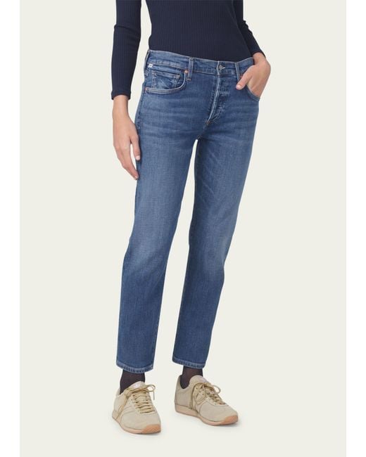 Citizens of Humanity Blue Emerson Cropped Low-rise Boyfriend Jeans