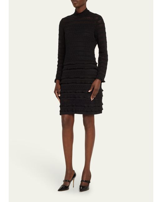 Carolina Herrera Black Knit Turtleneck Mini Dress