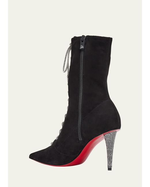 Christian Louboutin Black Astrid 85mm Suede Lace-up Booties