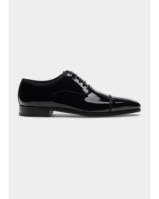 Magnanni Jadiel Patent Cap-toe Oxfords in Black for Men | Lyst