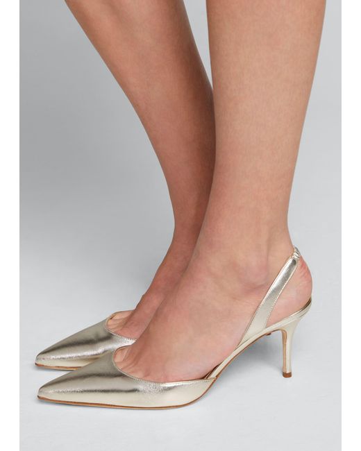 metallic slingback heels