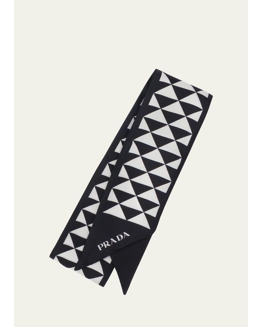 Prada Triangle-print Silk Ribbon Scarf | Lyst