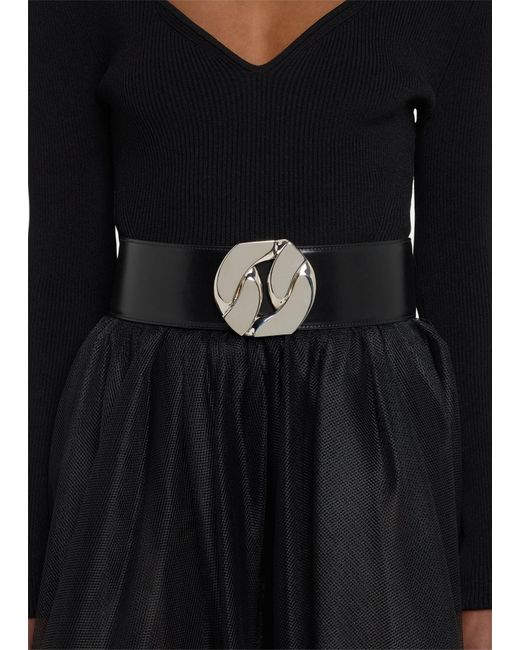 Alexander McQueen Leather Belt With Chain Link Buckle in White Lyst