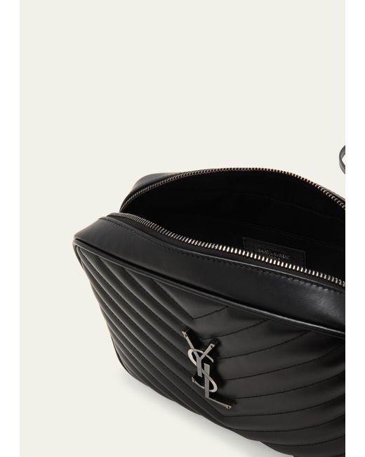 Saint Laurent Black Lou Medium Camera Crossbody Bag In Quilted Leather