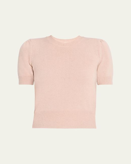 FRAME Pink Short-Sleeve Cashmere Sweater