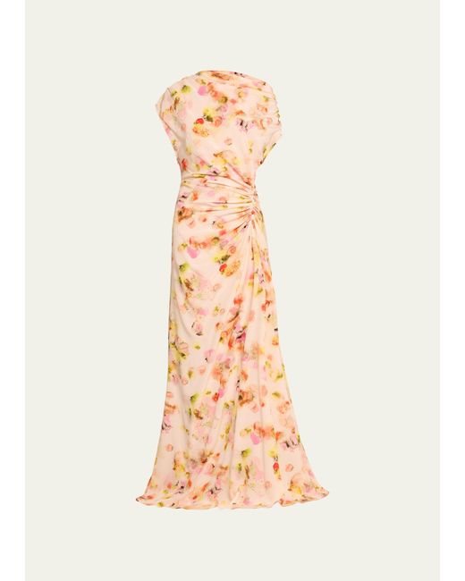 A.L.C. Multicolor Poppy Floral Off-the-shoulder Gown