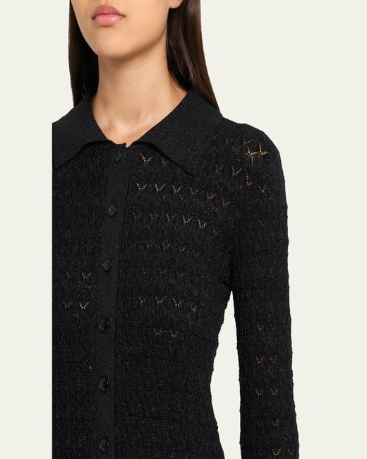 Sea Black Ruby Long-Sleeve Pointelle Knit Cardigan