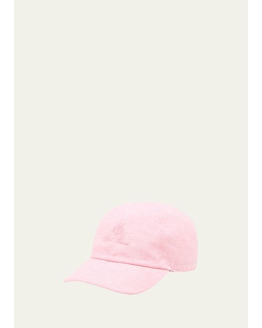 Loro Piana Pink Linen 6-panel Baseball Hat for men