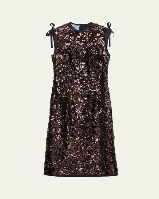 Prada Black Sequined Sleeveless Midi Dress