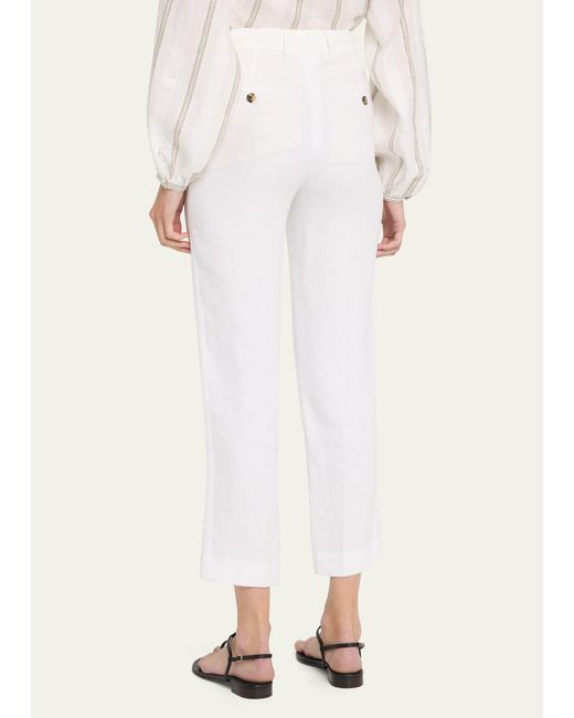 Loro Piana White Antigua Straight-leg Linen Trousers