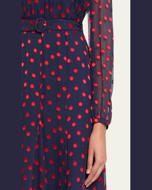 Saloni Purple Jacqui-B Belted Floral Silk Midi Dress