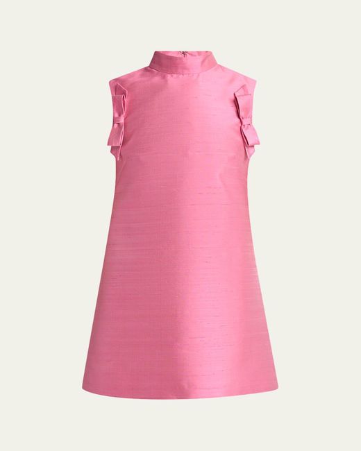 Valentino Garavani Pink Bow Shantung Silk Mini Dress