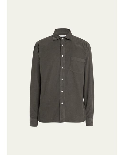 Hartford Gray Paul Fine-wale Corduroy Button-down Shirt for men