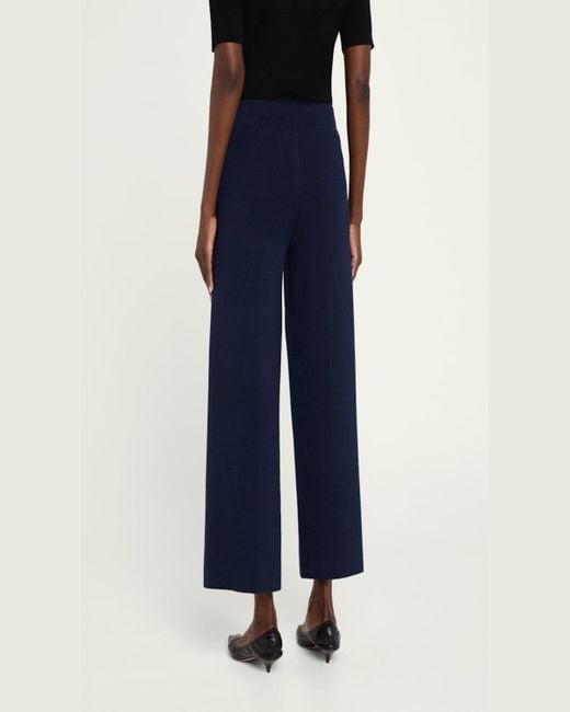 L'Agence Blue Madrid Wide-Leg Knit Pants
