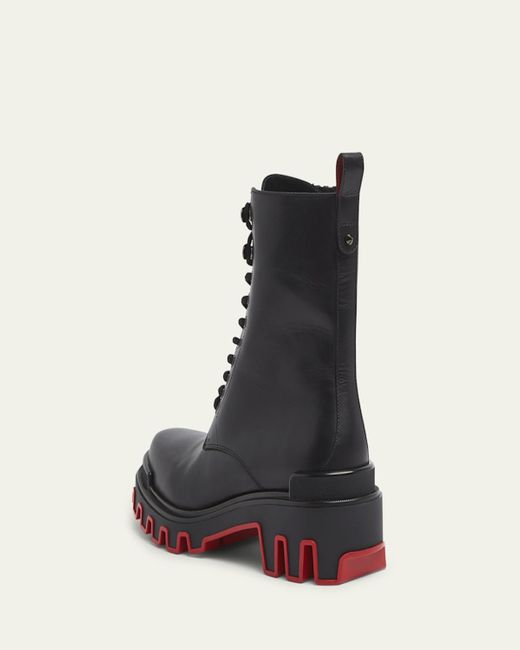 Christian Louboutin Black Trott Dune Lugged Leather Combat Boots for men