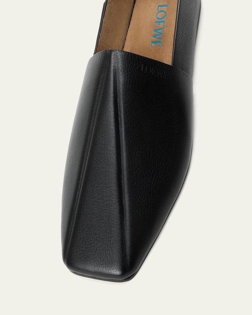 Loewe Black Origami Leather Square-Toe Slippers for men