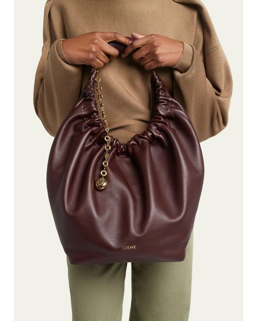 Loewe Brown Squeeze Medium Shoulder Bag In Napa Leather
