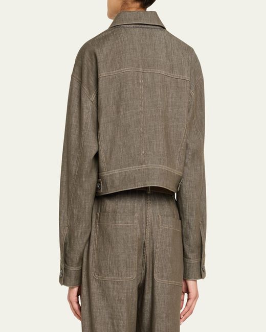 Brunello Cucinelli Green Denim Cropped Jacket