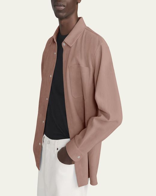 FRAME Pink Solid Suede Overshirt for men