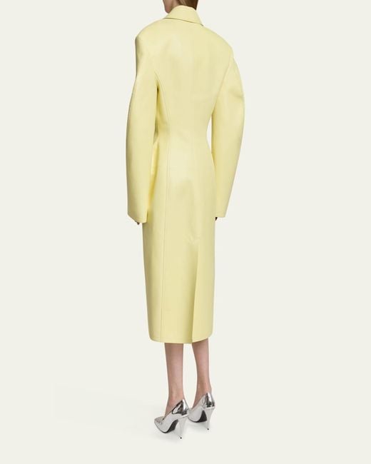 Givenchy Yellow Leather Cocoon Coat