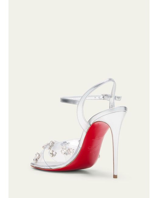 Christian Louboutin Natural Queen Red Sole Metallic Stiletto Sandals