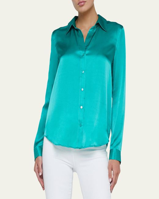 L'Agence Pink Tyler Long-Sleeve Blouse