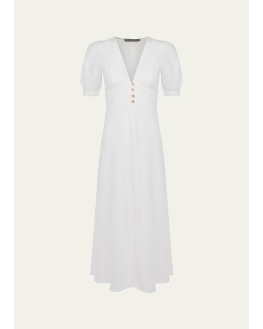ViX White Solid Irida Detail Midi Dress