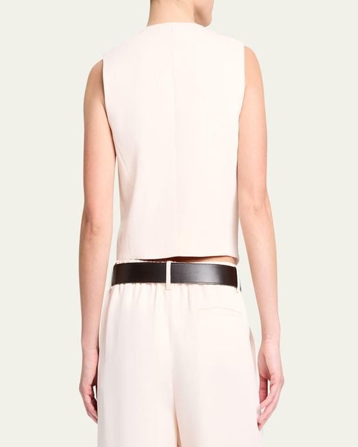 Twp Natural High-Neck Hidden Placket Vest