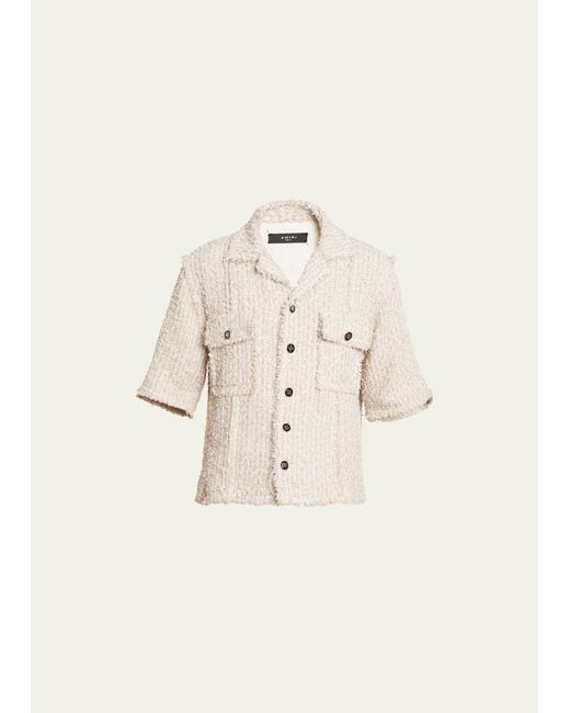 Amiri Natural Boucle Tweed Button-down Shirt for men