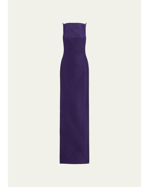 Ralph Lauren Collection Purple Krystina Straight-neck Column Evening Dress