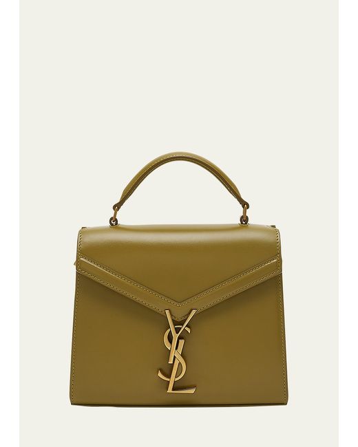 Saint Laurent Green Cassandre Mini Monogram Ysl Box Calf Top-handle Bag