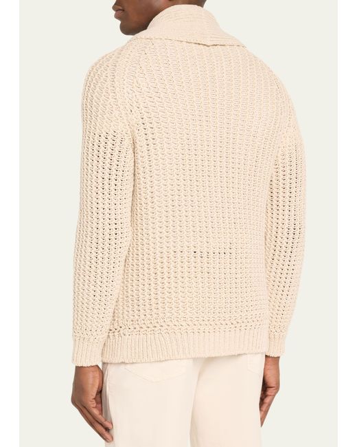 Brioni Natural Cotton-cashmere Knit Cardigan for men