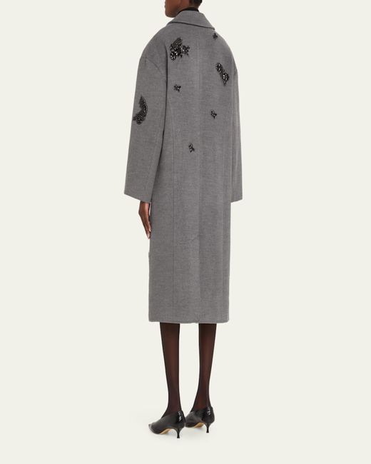 Cinq À Sept Gray Gravis Crystal Ivy Mid-Length Coat
