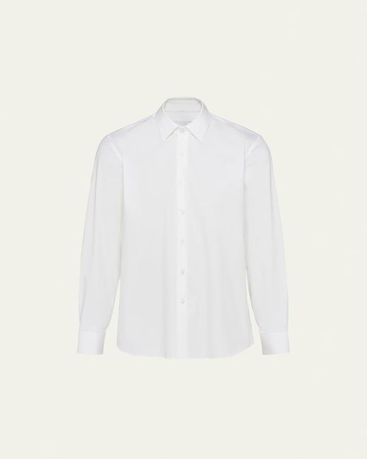 Prada White Classic Stretch Poplin Sport Shirt for men