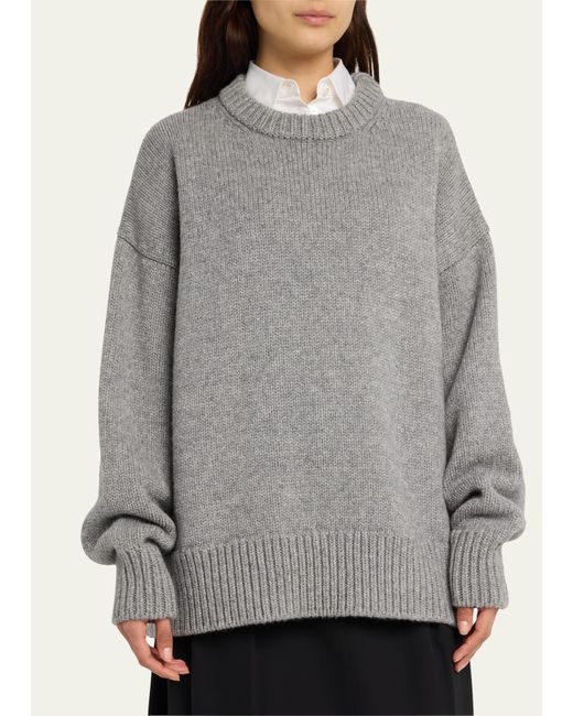The Row Gray Ophelia Wool-cashmere Sweater