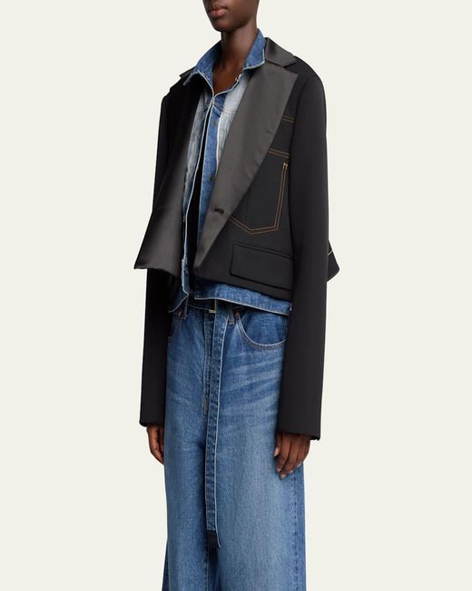 Sacai Blue Layered Wool Denim Jacket