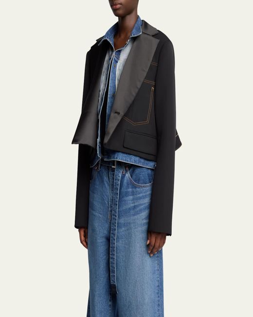 Sacai Blue Layered Wool Denim Jacket