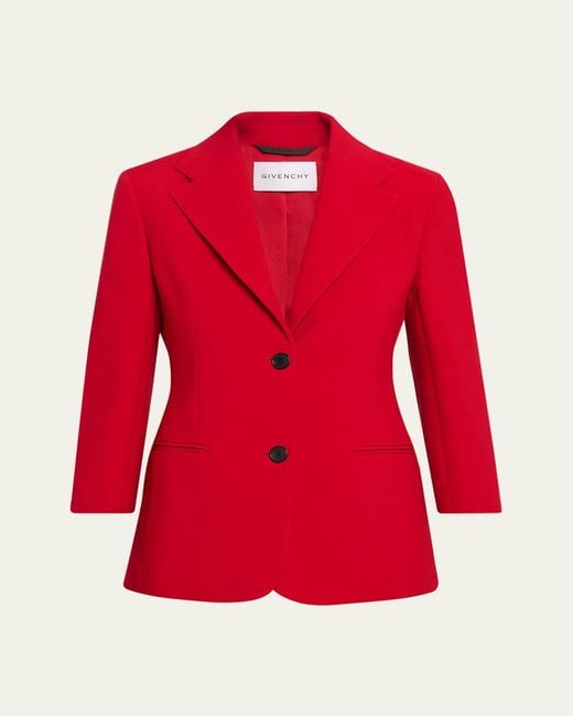 Givenchy Red Single-Breasted Blazer Jacket