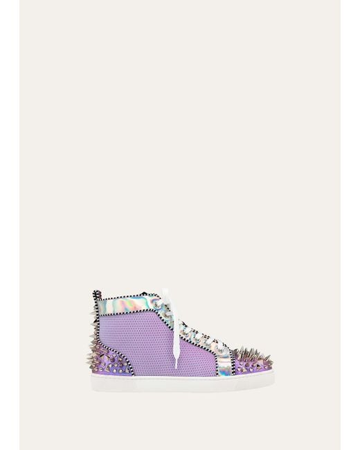 Christian Louboutin Purple Lou Pik Pik 2 Orlato Mesh & Leather Spiked High-top Sneakers for men